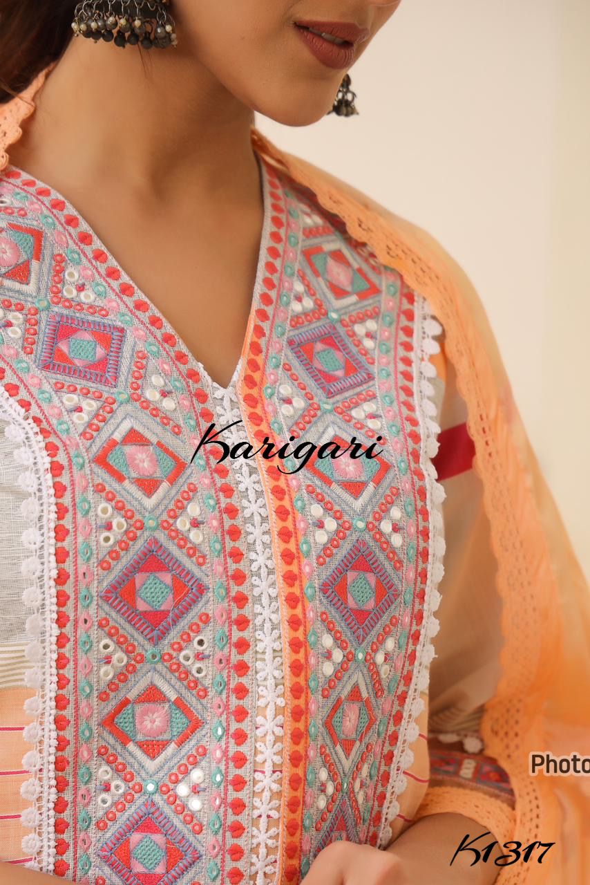 karigari by DKH K1317 Premium cotton 3 pc suit set