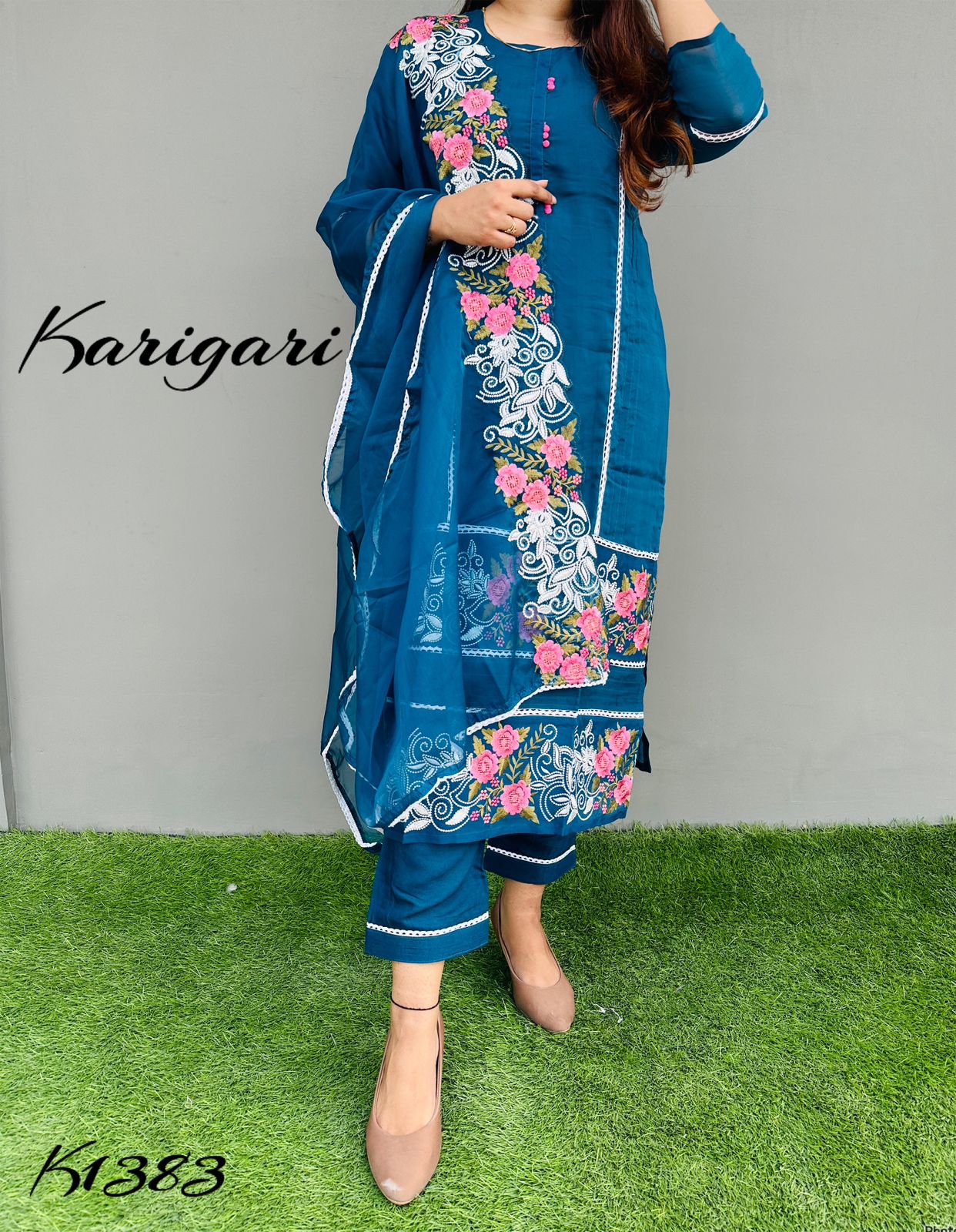 karigari by DKH k1383 Premium pure organza 3 pc suit set