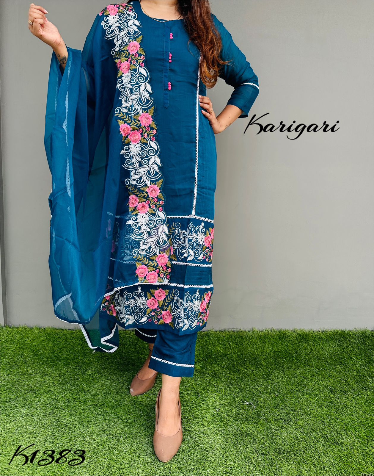 karigari by DKH k1383 Premium pure organza 3 pc suit set