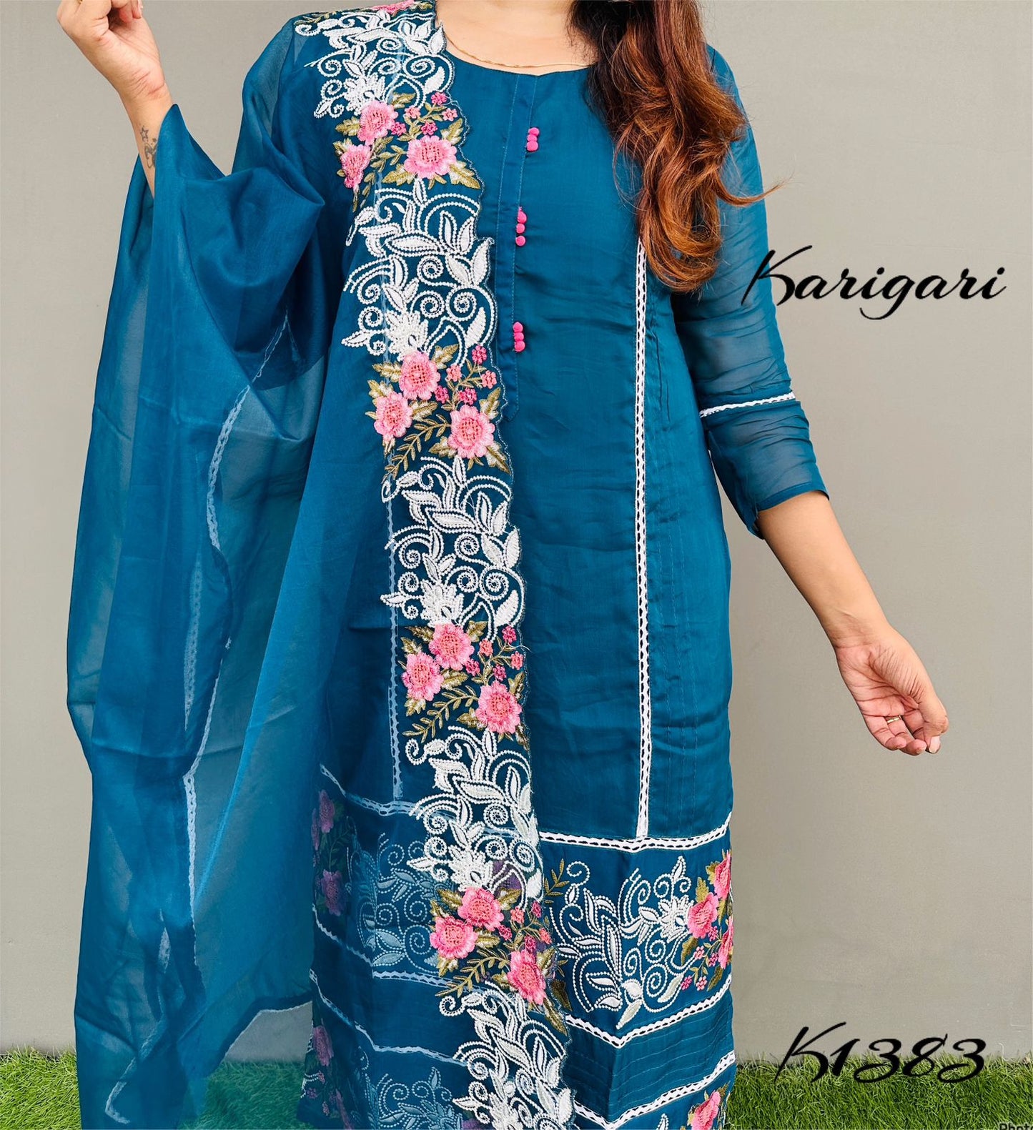 karigari by DKH k1383 Premium pure organza 3 pc suit set