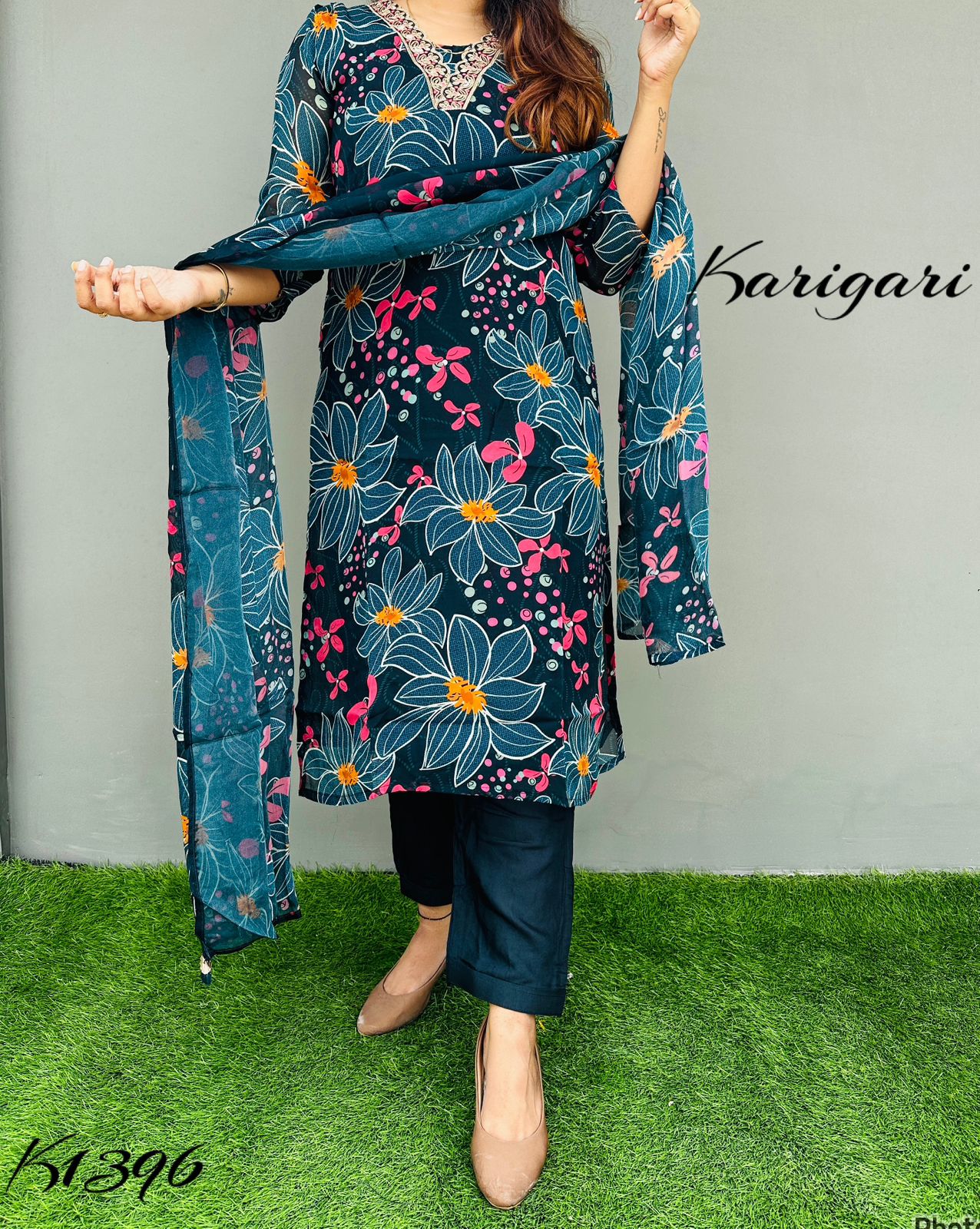 karigari by DKH k1396 Premium pure organza digital printed 3 pc suit set