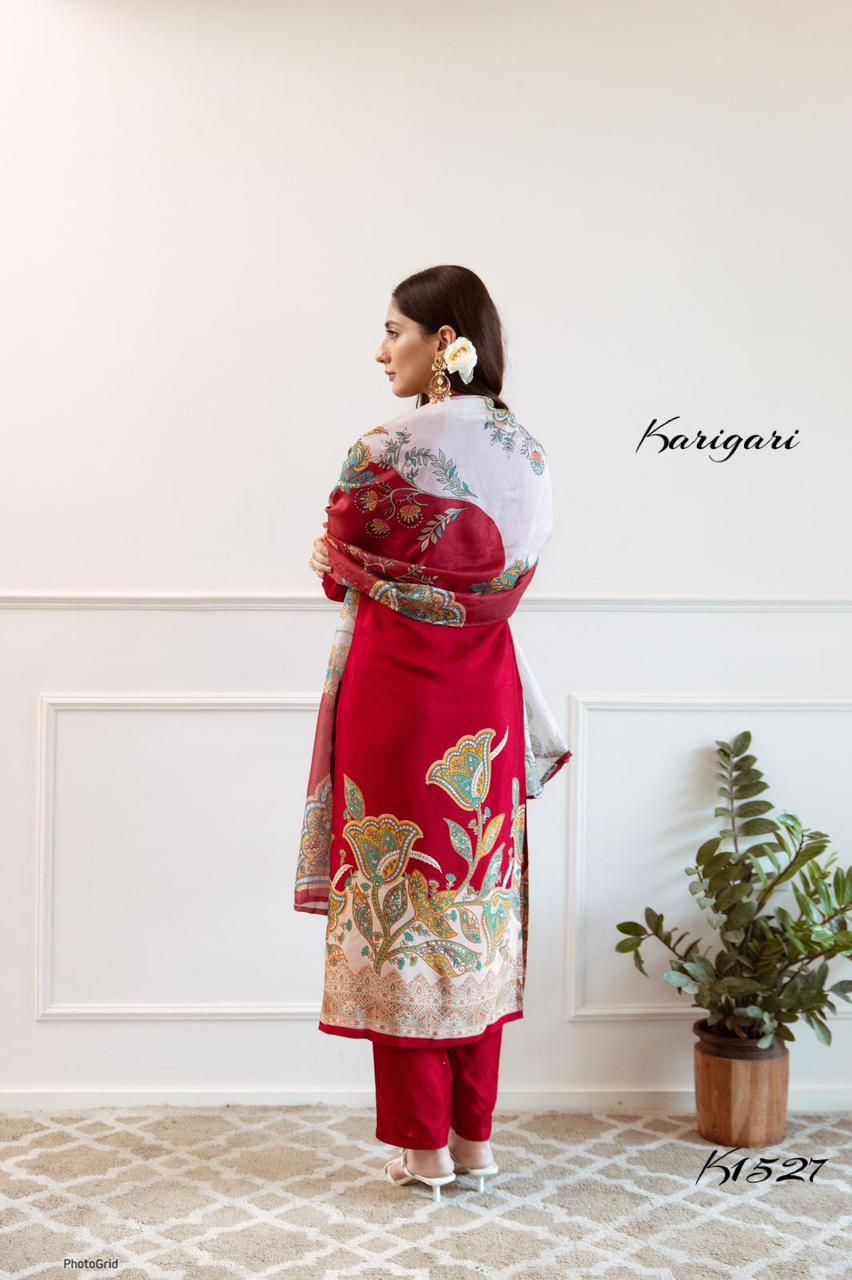 karigari by DKH K1527 Premium viscose muslin 3 pc suit set