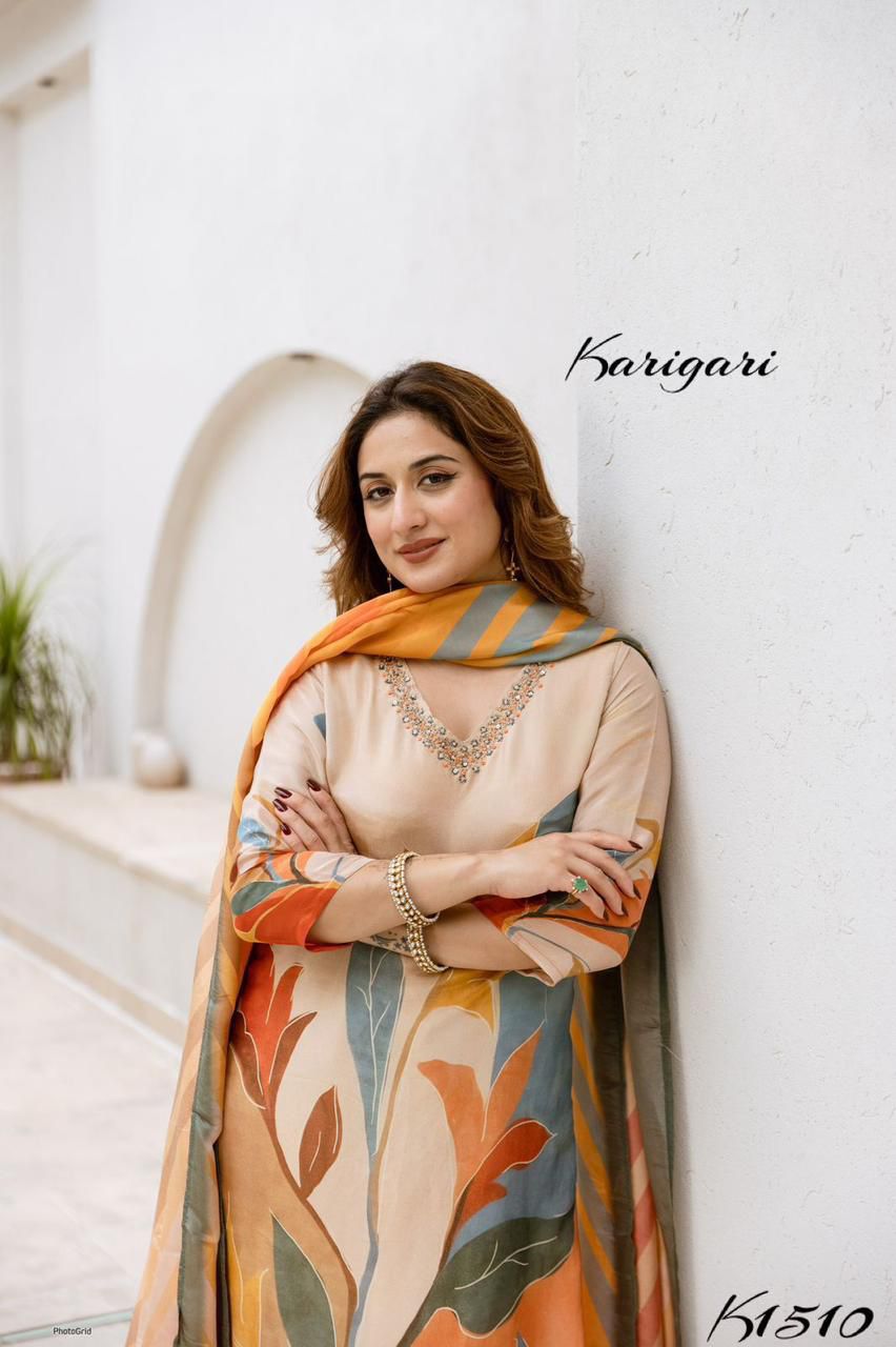 Karigari by DKH k1510 Premium shimmer tissue 3 pc suit set