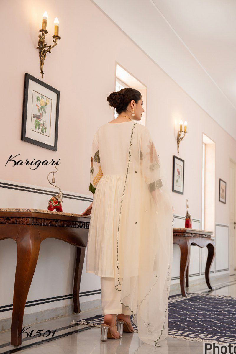 karigari by DKH k1501 Premium roman silk 3 pc suit set