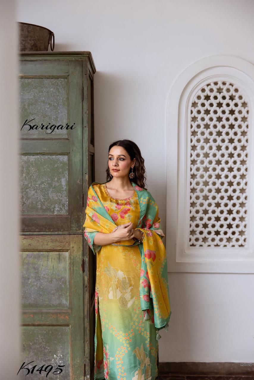 Karigari by DKH k1495 Premium tissue shimmer fabric