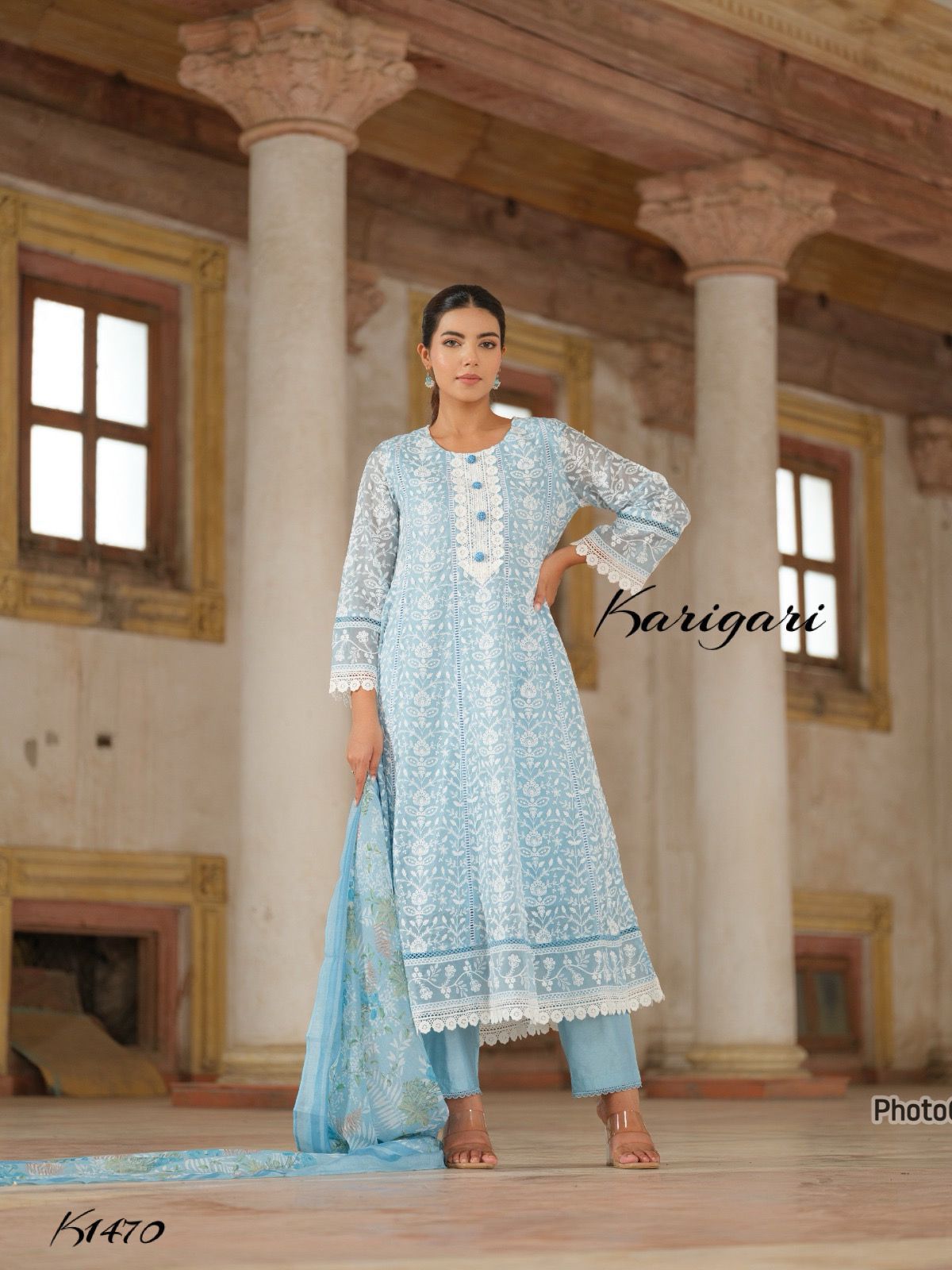 karigari by DKH k1470 Premium organza 3 pc suit set