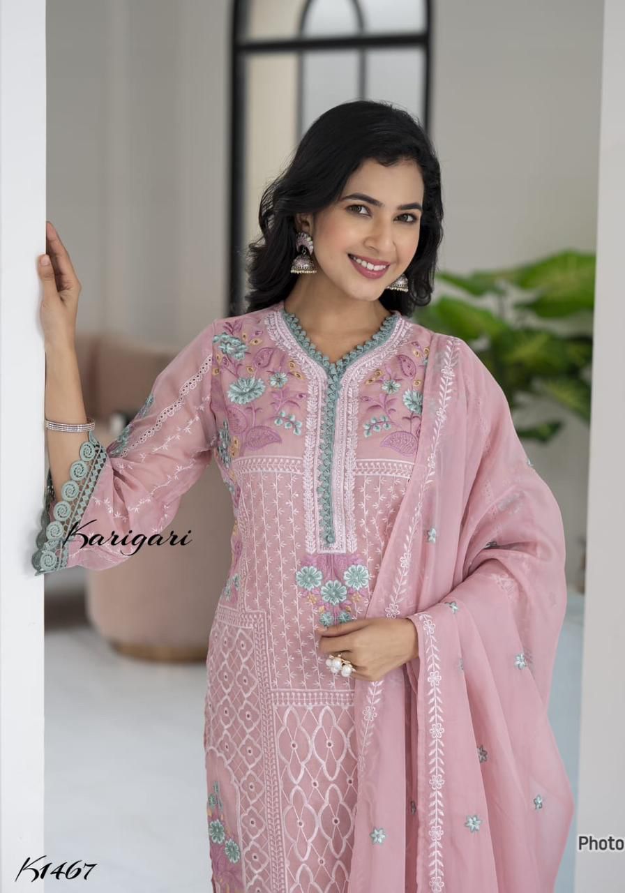 karigari by DKH K1467 Premium organza 3 pc suit set