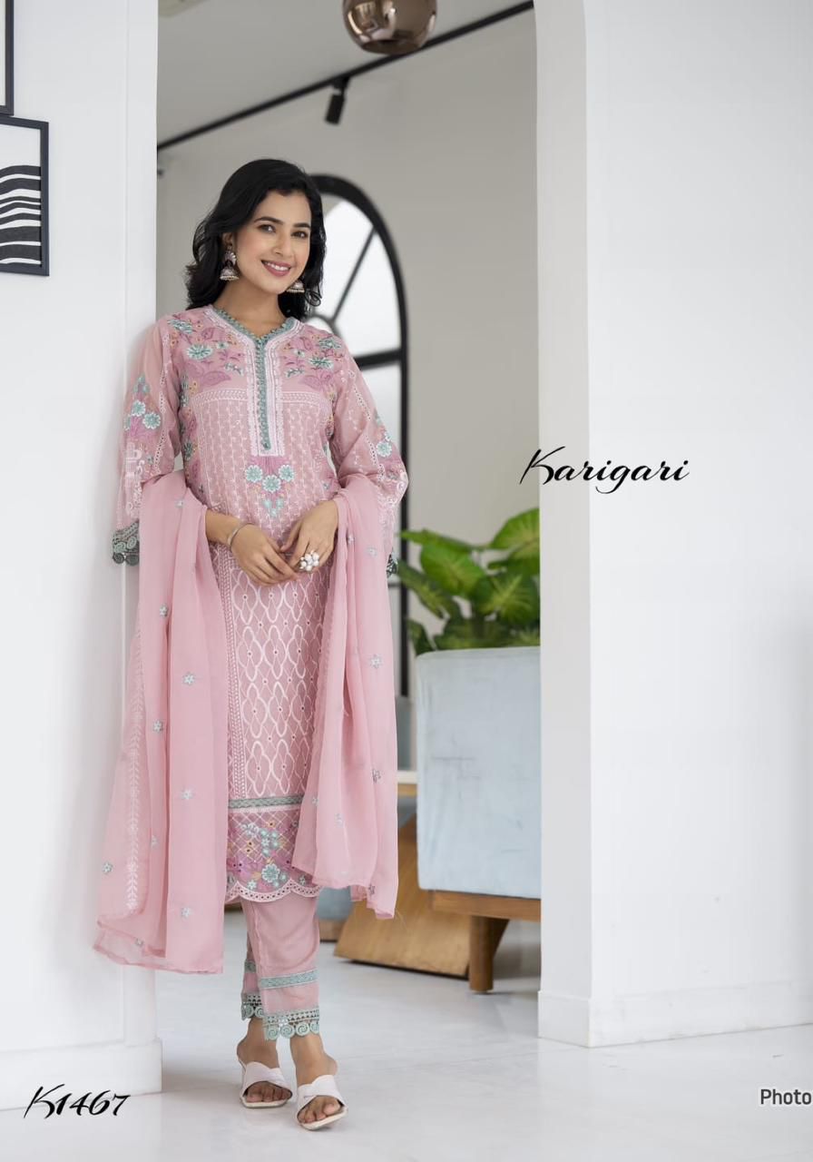 karigari by DKH K1467 Premium organza 3 pc suit set