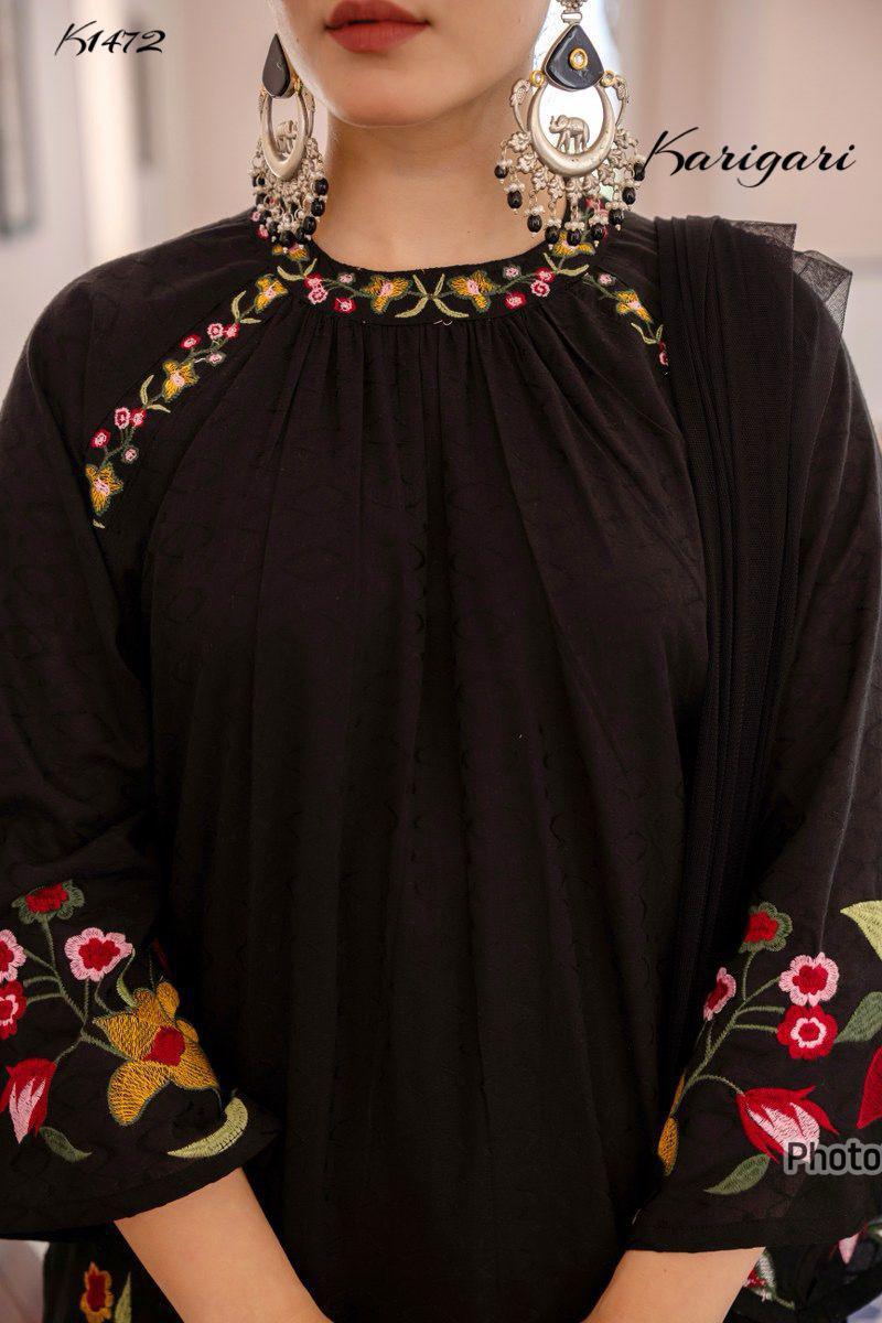 karigari by Dkh k1472 Premium dobby self weaving cotton 3 pc