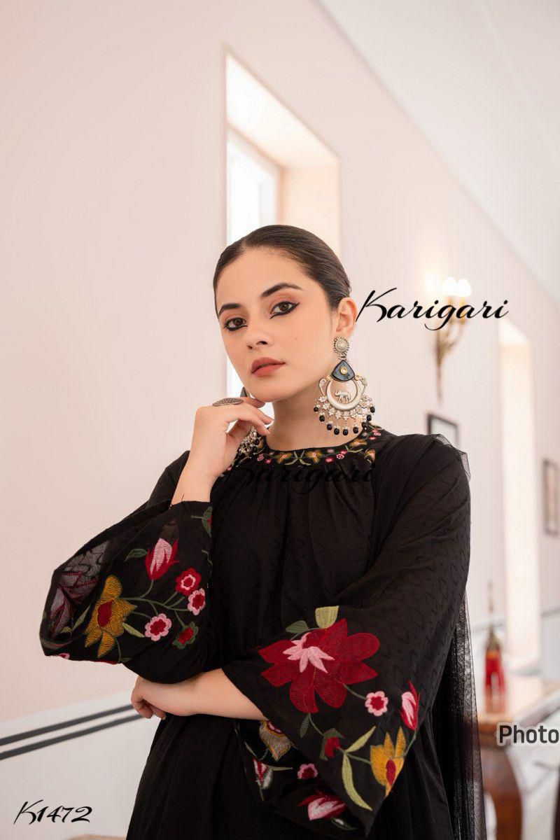 karigari by Dkh k1472 Premium dobby self weaving cotton 3 pc