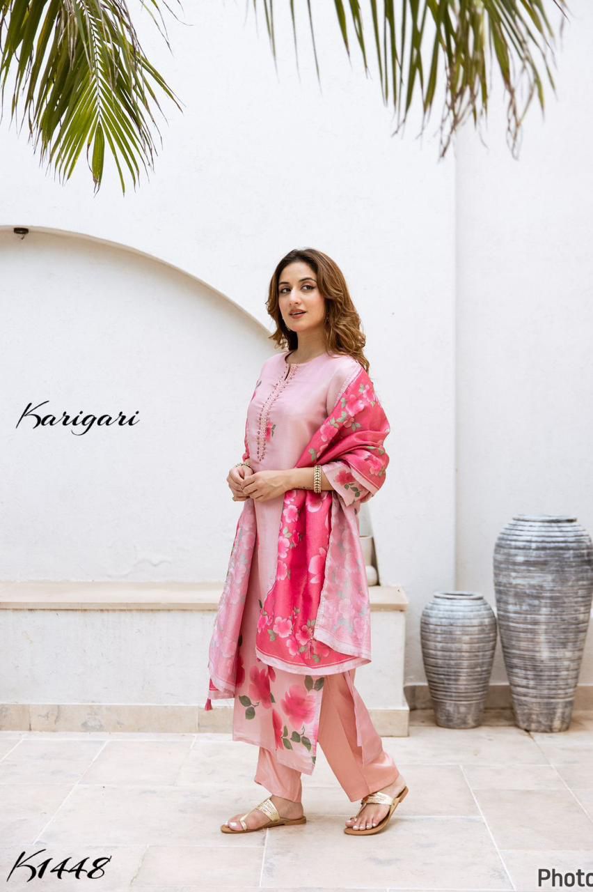 Karigari by DKH K1448 Premium tissue fabric 3 pc suit set