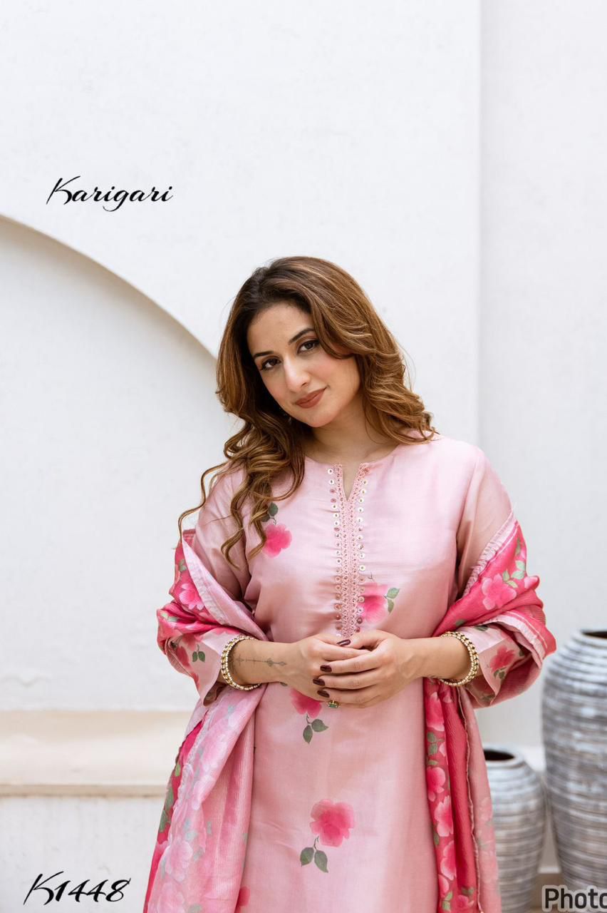 Karigari by DKH K1448 Premium tissue fabric 3 pc suit set