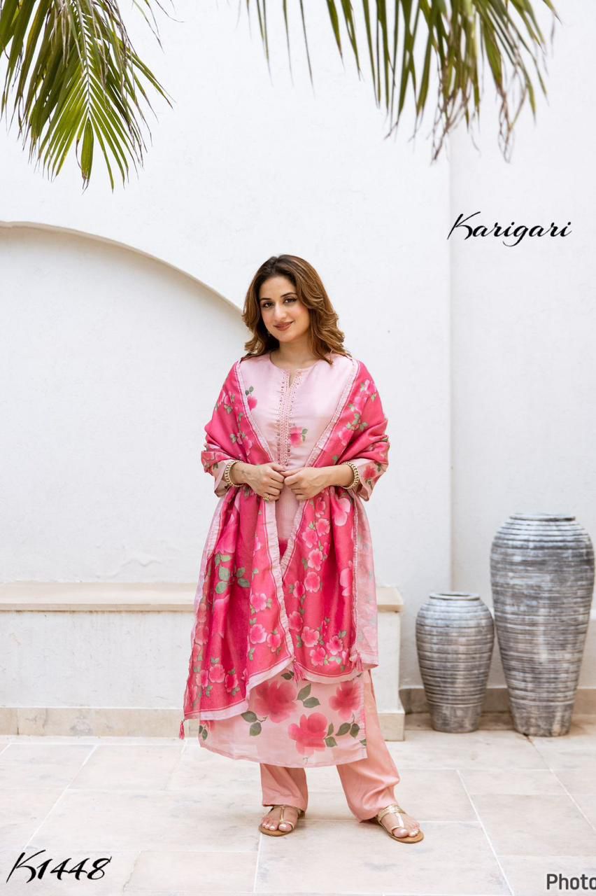 Karigari by DKH K1448 Premium tissue fabric 3 pc suit set
