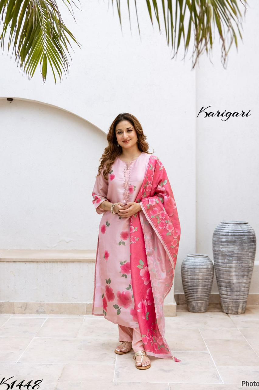 Karigari by DKH K1448 Premium tissue fabric 3 pc suit set