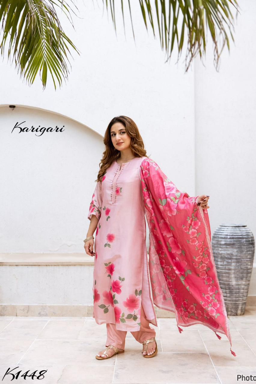 Karigari by DKH K1448 Premium tissue fabric 3 pc suit set