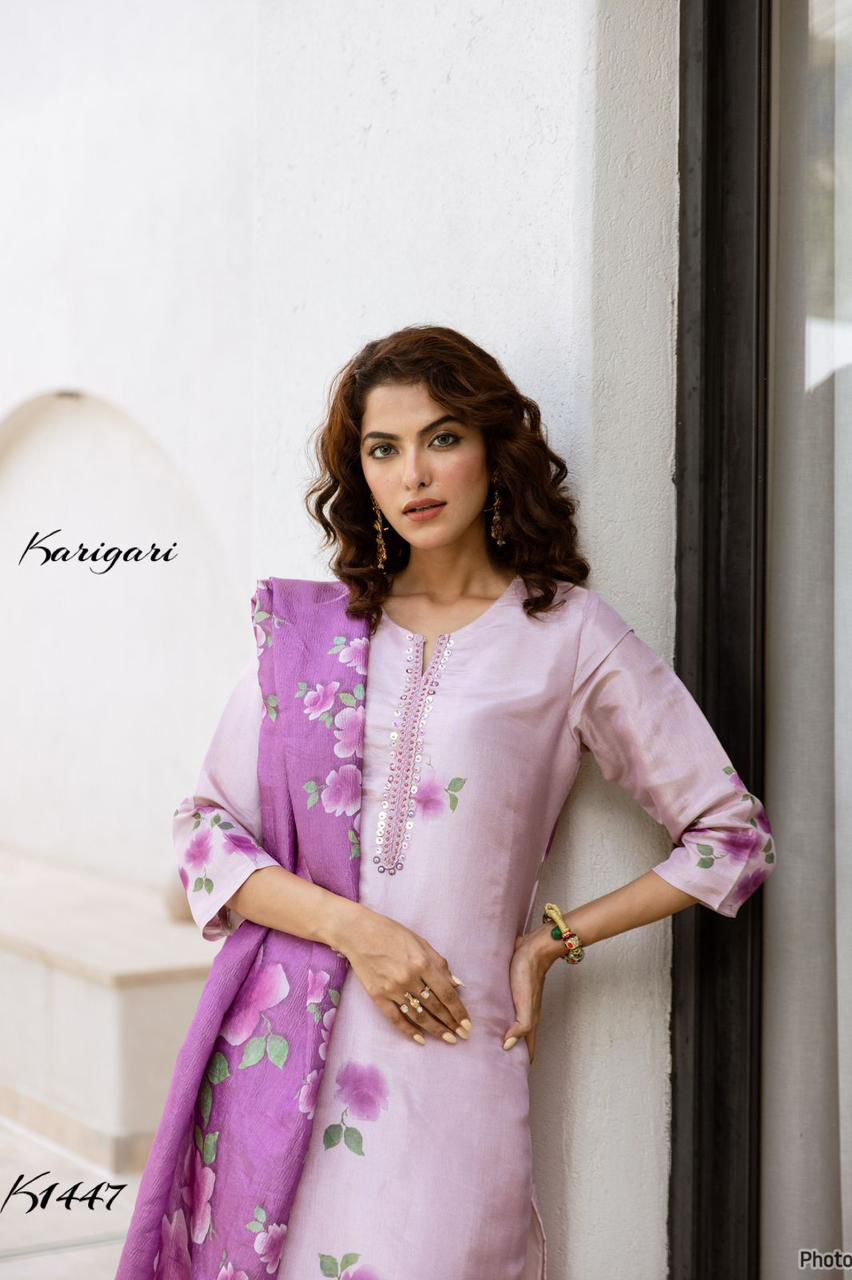 Karigari by DKH K1447 Premium tissue fabric 3 pc suit set