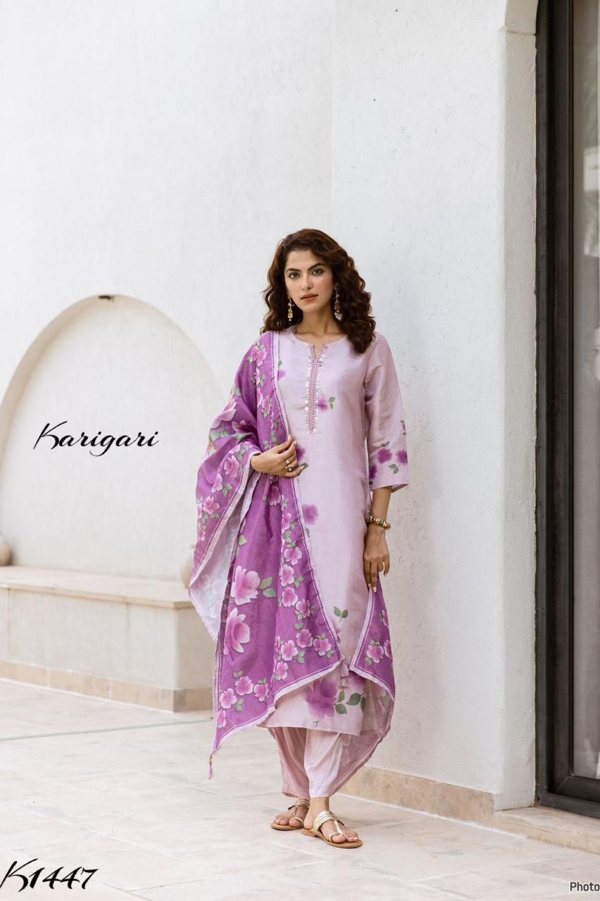 Karigari by DKH K1447 Premium tissue fabric 3 pc suit set