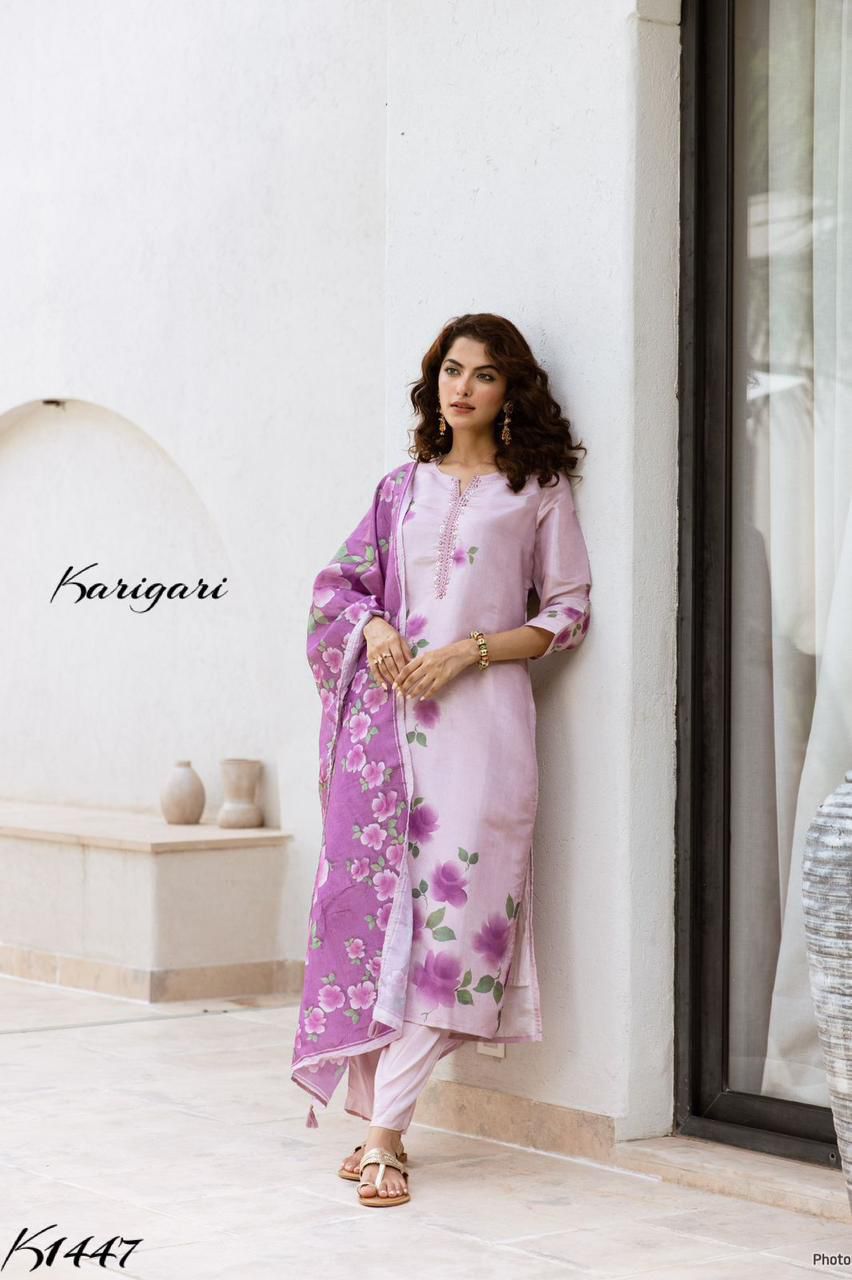 Karigari by DKH K1447 Premium tissue fabric 3 pc suit set