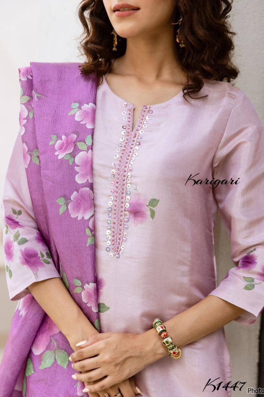Karigari by DKH K1447 Premium tissue fabric 3 pc suit set