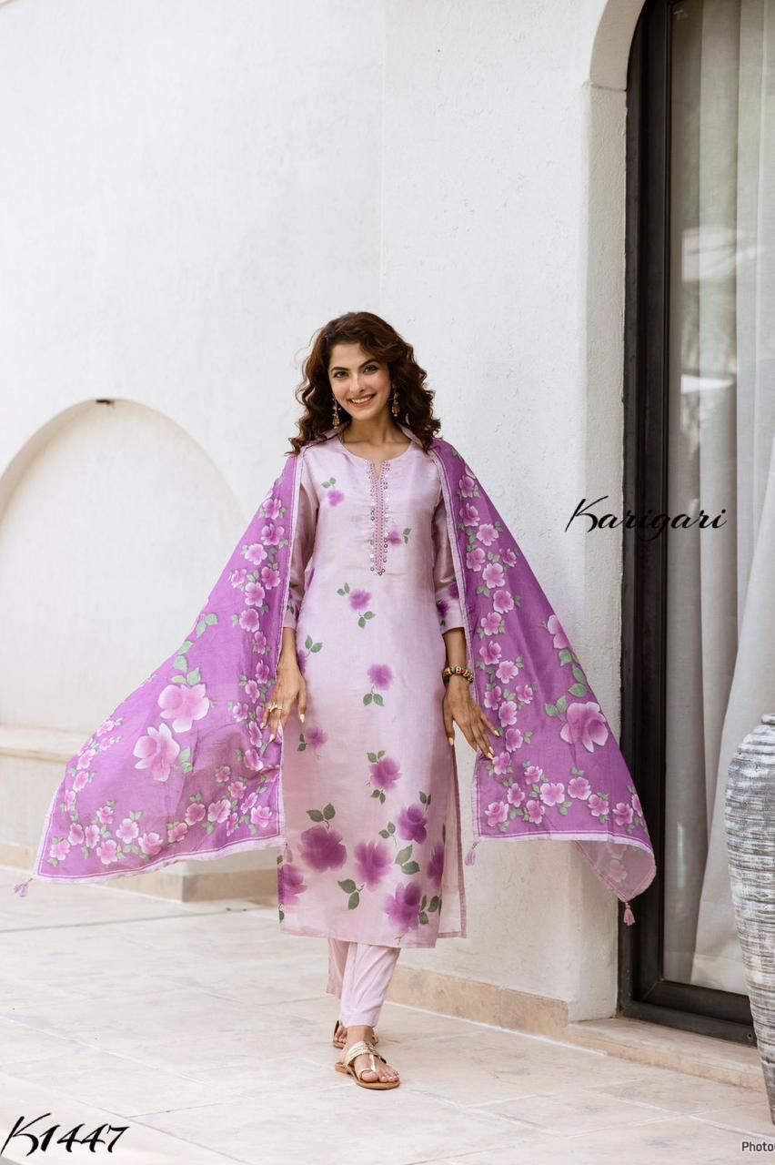 Karigari by DKH K1447 Premium tissue fabric 3 pc suit set