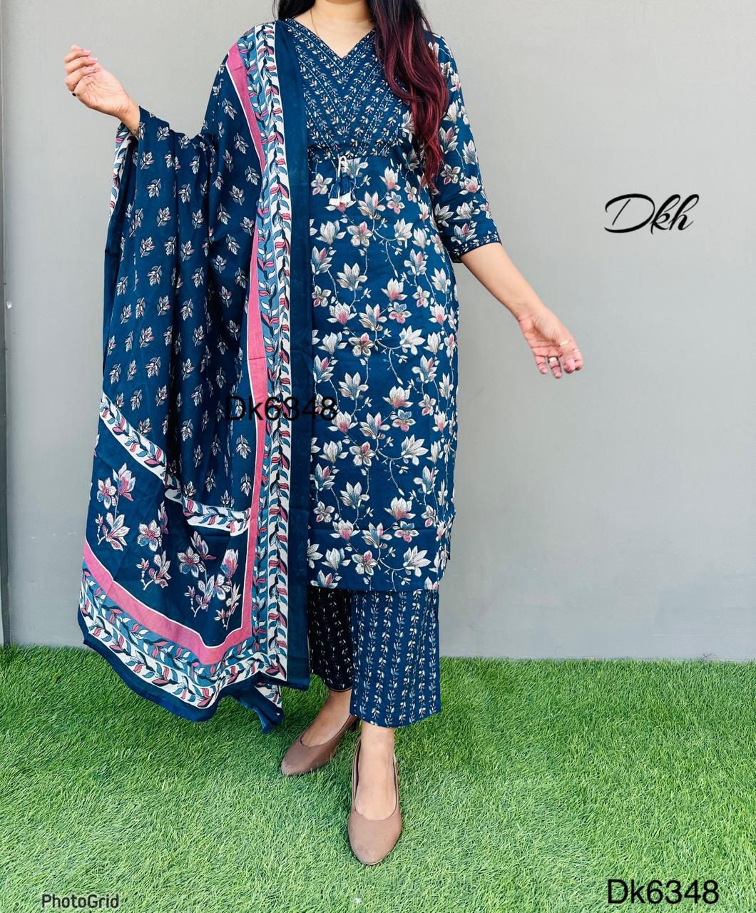 DKH Dk6348 Premium cotton printed 3 pc suit set