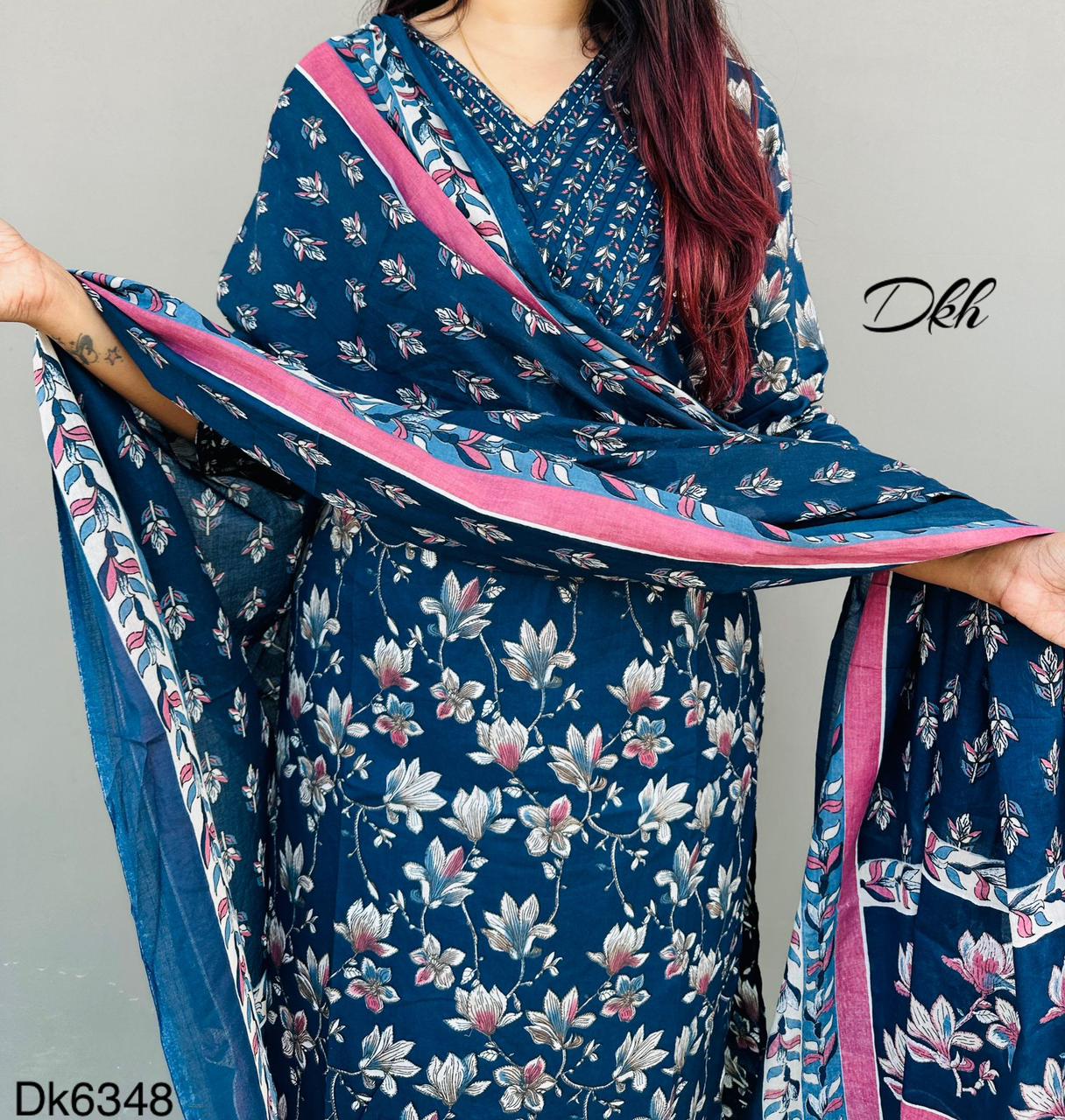 DKH Dk6348 Premium cotton printed 3 pc suit set