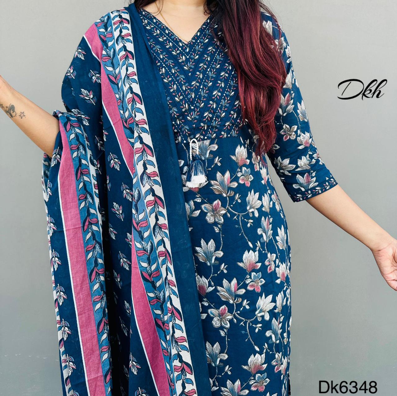 DKH Dk6348 Premium cotton printed 3 pc suit set