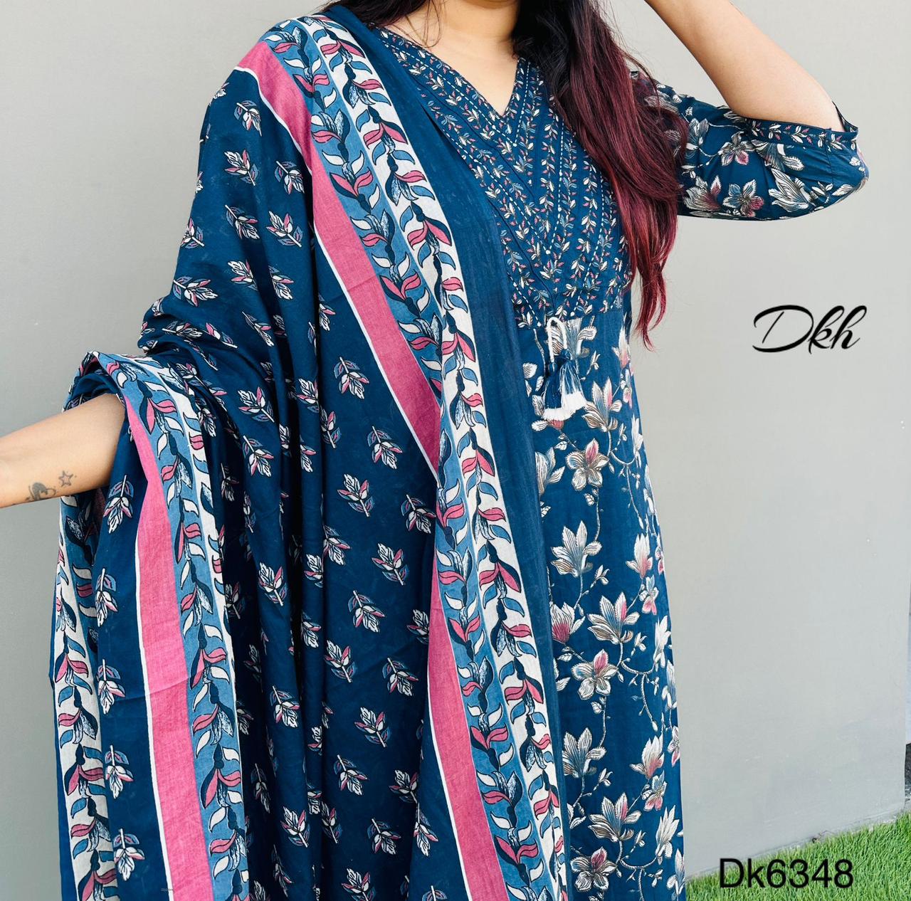 DKH Dk6348 Premium cotton printed 3 pc suit set