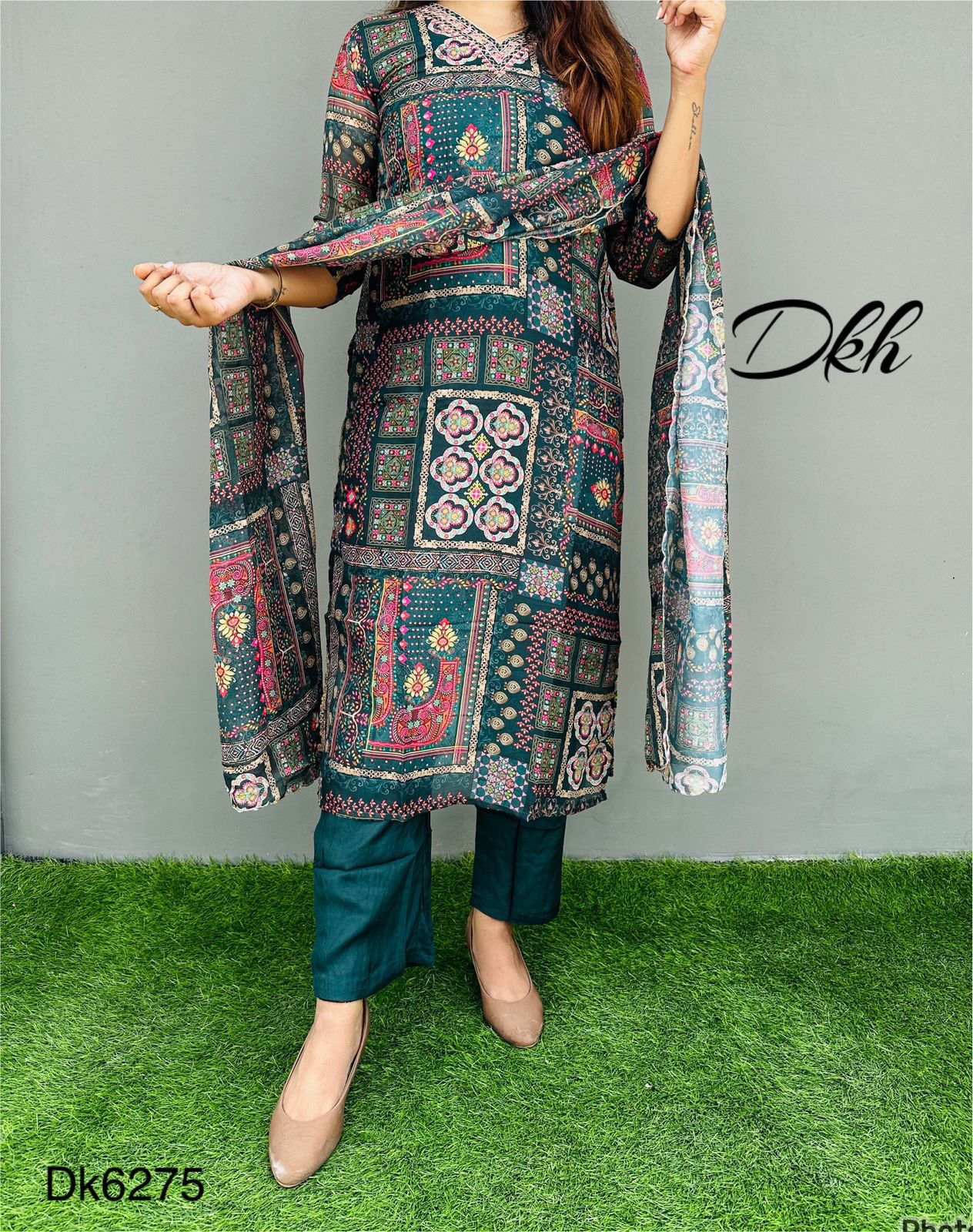 DKH Dk6275 Premium pure organza silk 3 pc suit set