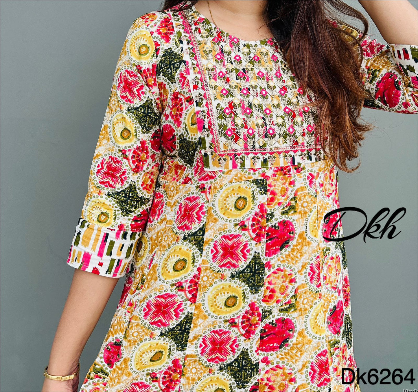 DKH Dk6264 Premium rayon printed middi gown