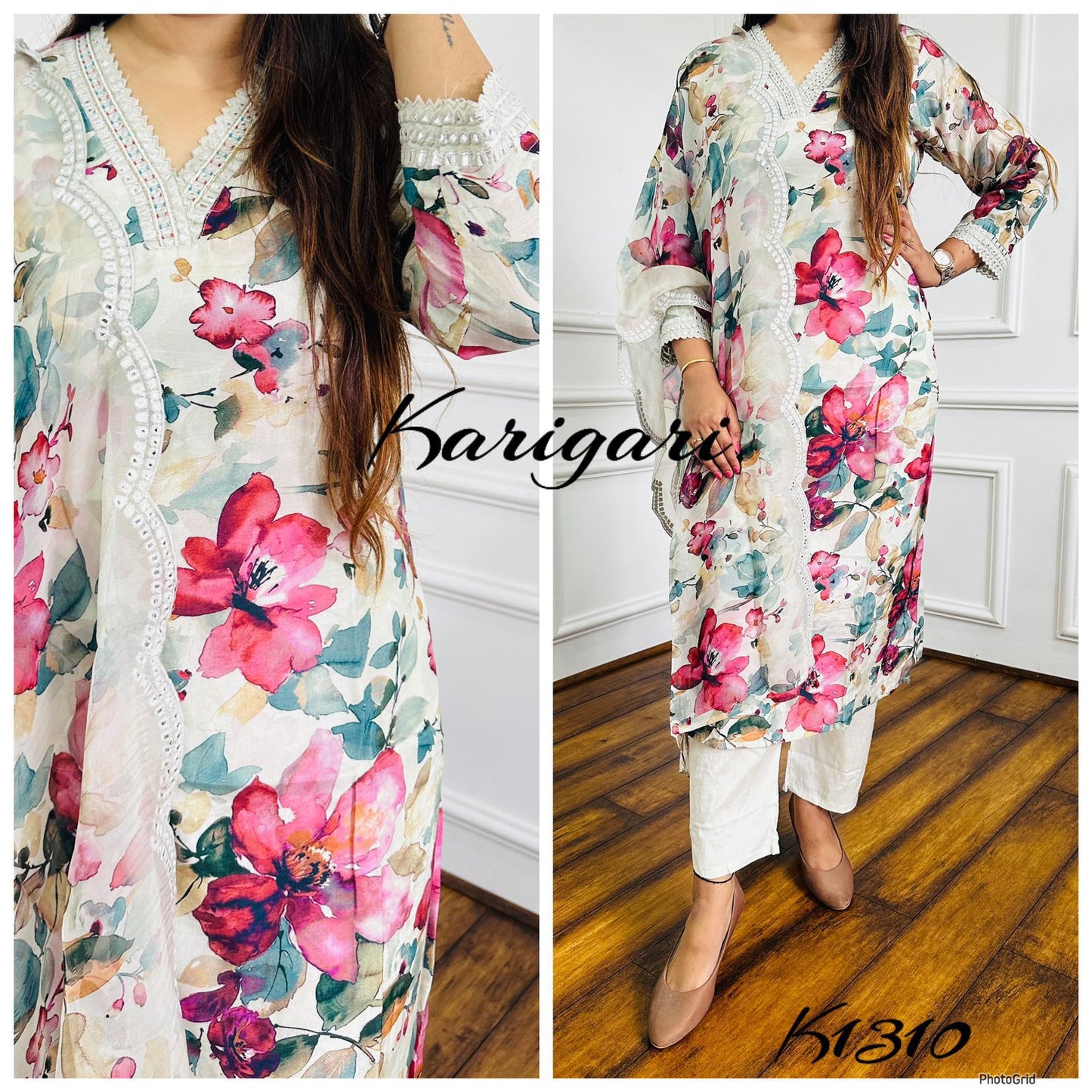 karigari by DKH k1310 Premium maslin 3 pc suit set