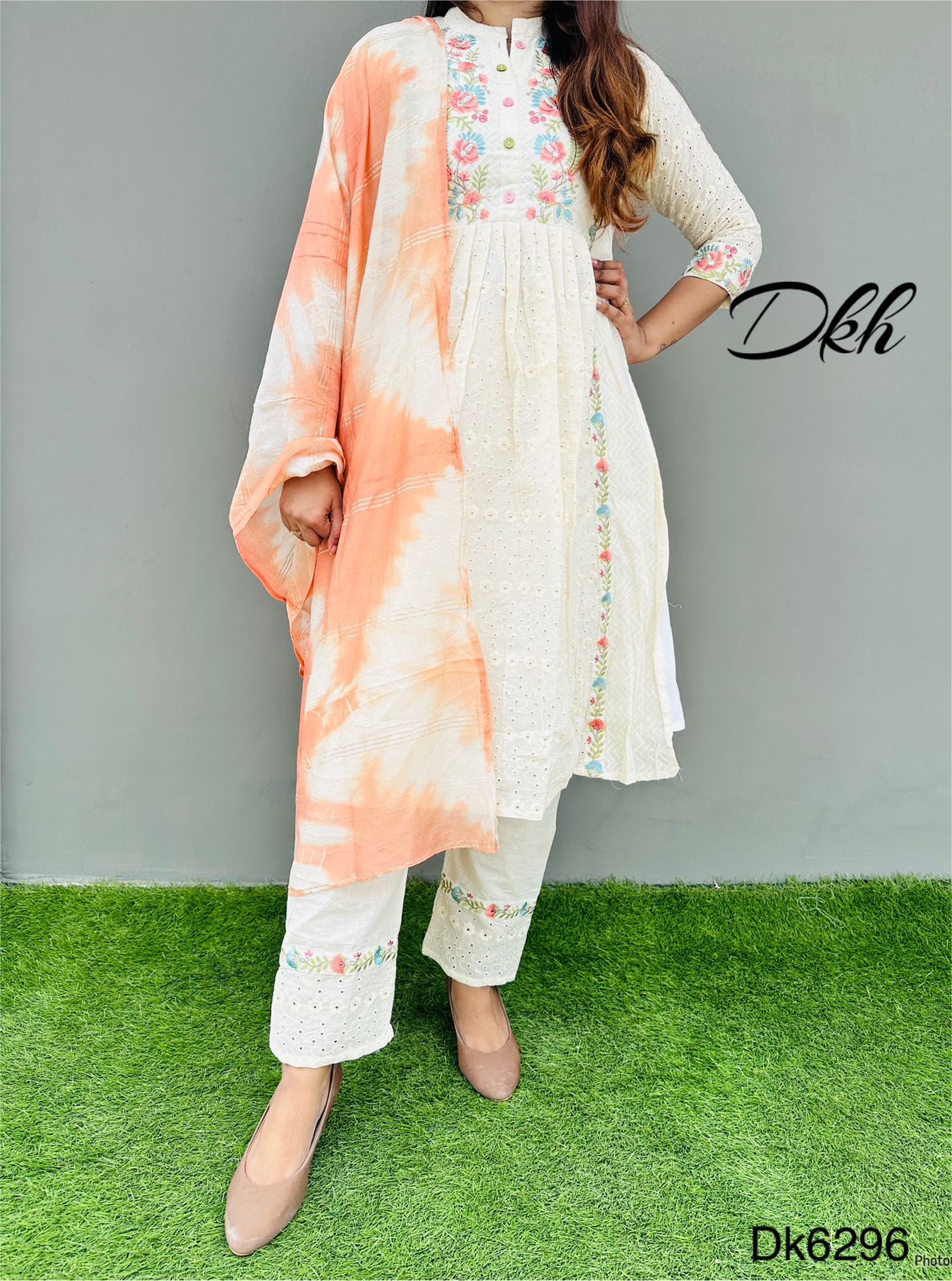 DKH Dk6296 Premium cotton schiffli embroidered