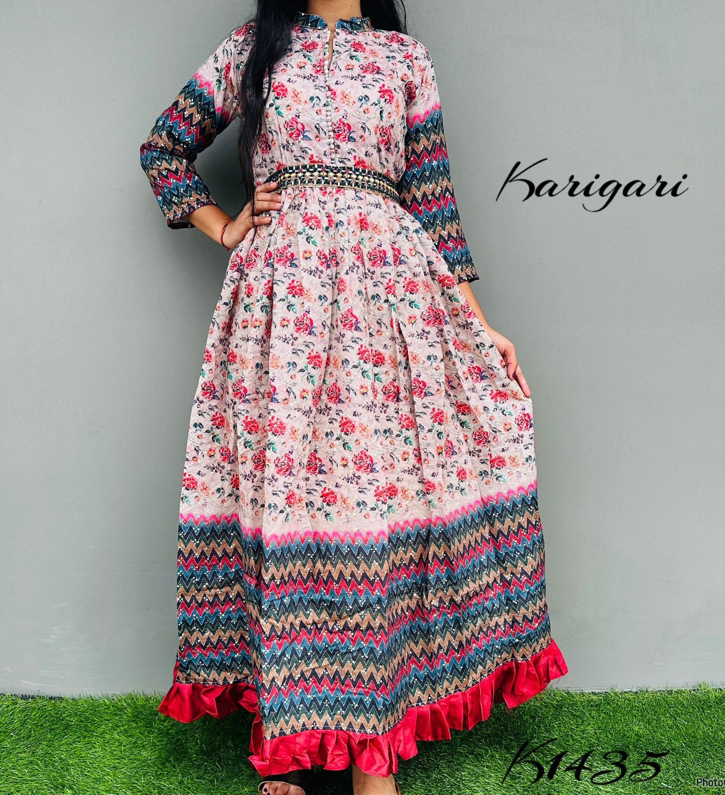 Karigari by DKH k1435 Premium maslin silk digital printed gown