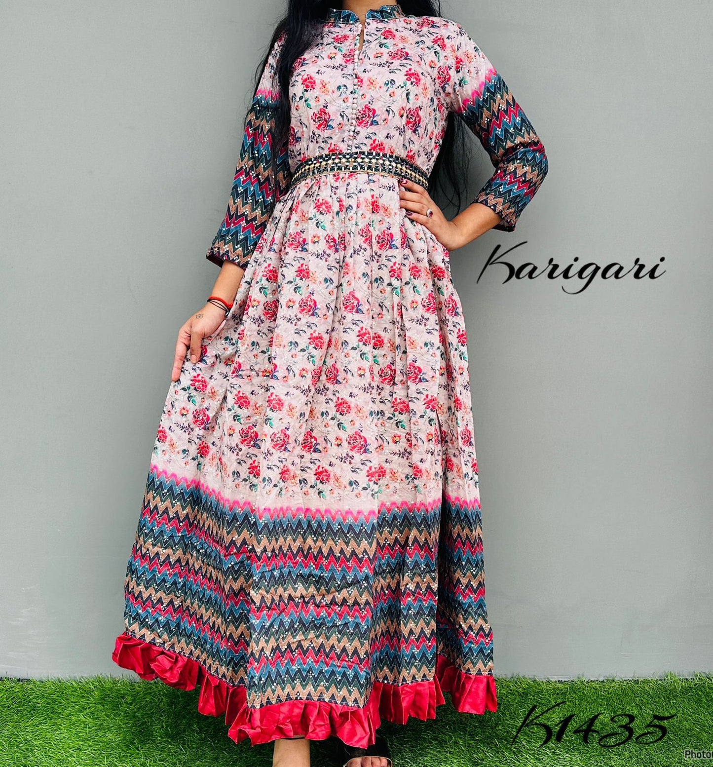 Karigari by DKH k1435 Premium maslin silk digital printed gown