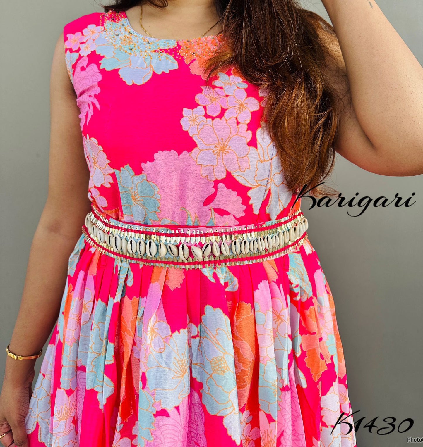 karigari by DKH k1430 Premium chinnon beautifully printed full flare gown