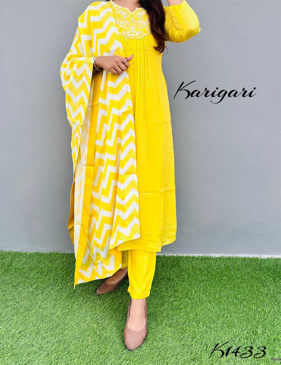 karigari by DKH k1433 Premium silk 3 pc suit set