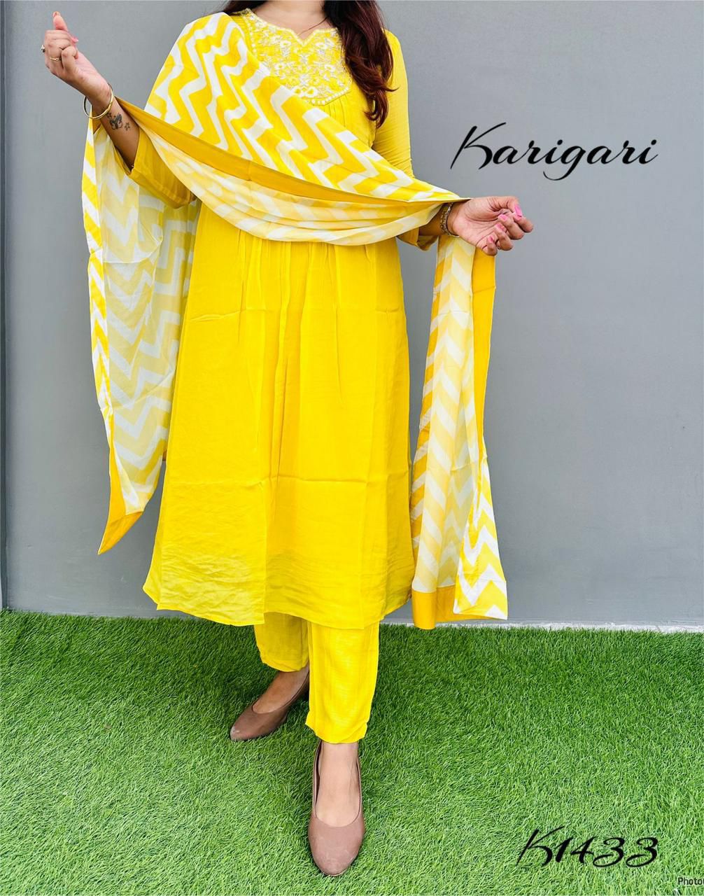 karigari by DKH k1433 Premium silk 3 pc suit set