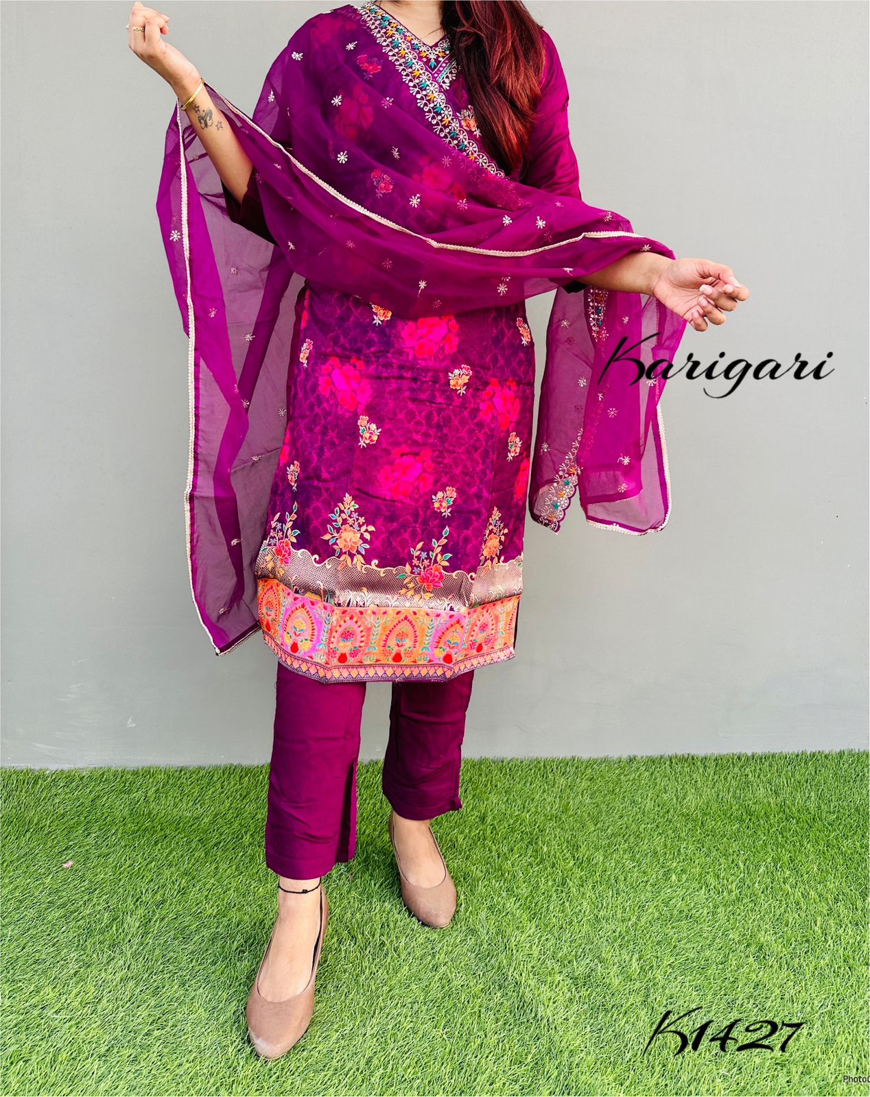 karigari by DKH k1427 Premium Russian jacquard 3 pc suit set