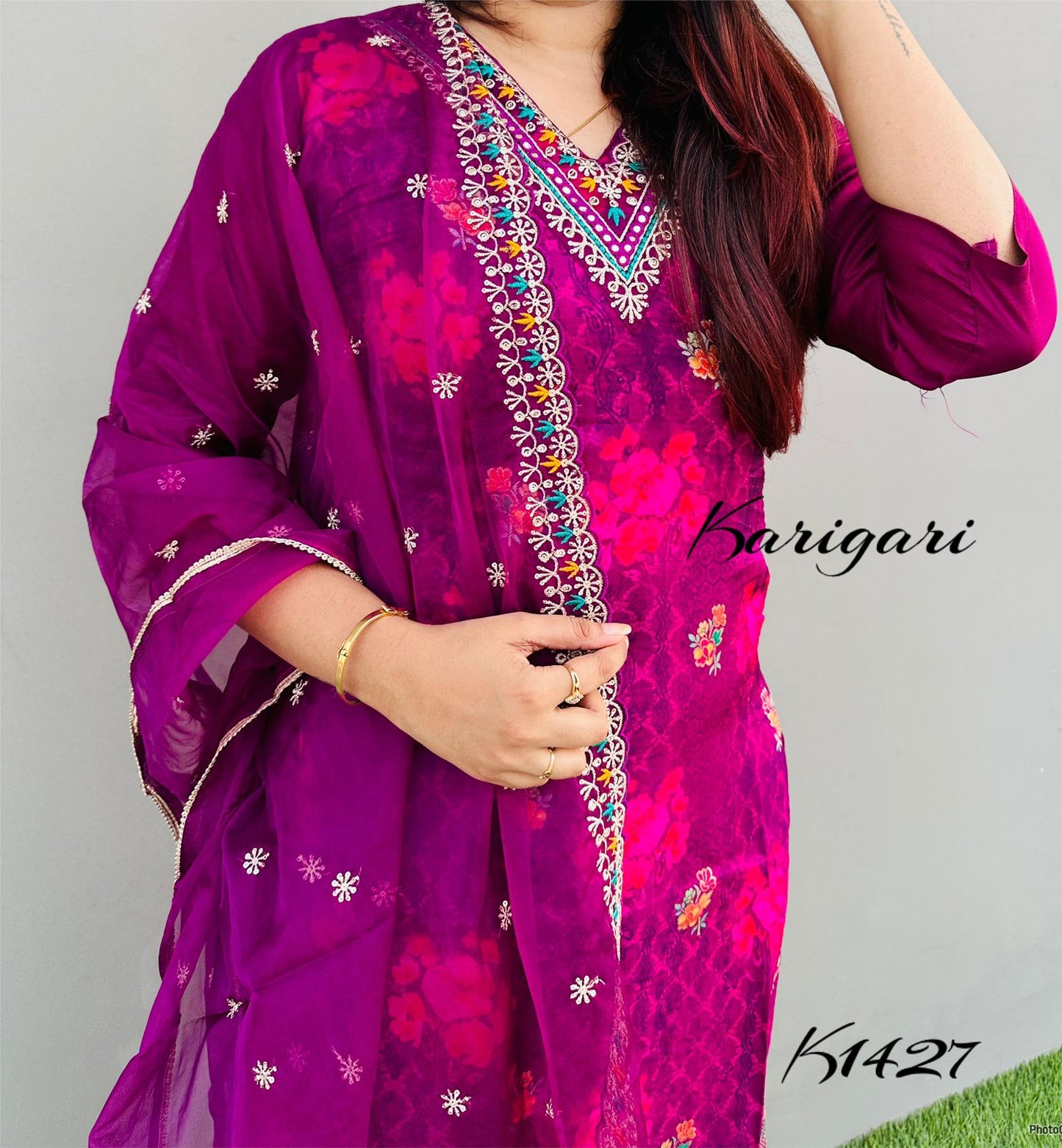 karigari by DKH k1427 Premium Russian jacquard 3 pc suit set