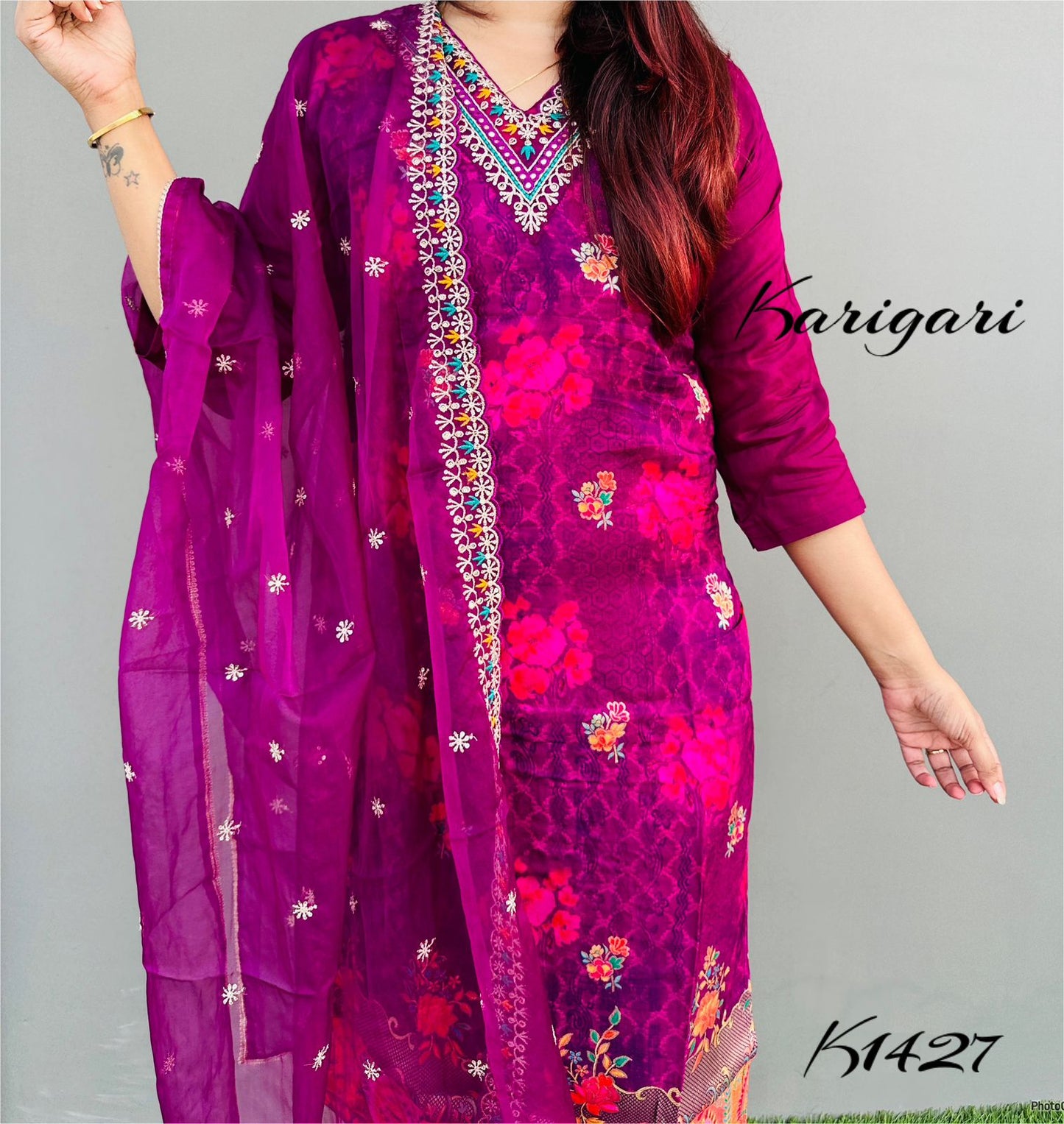karigari by DKH k1427 Premium Russian jacquard 3 pc suit set