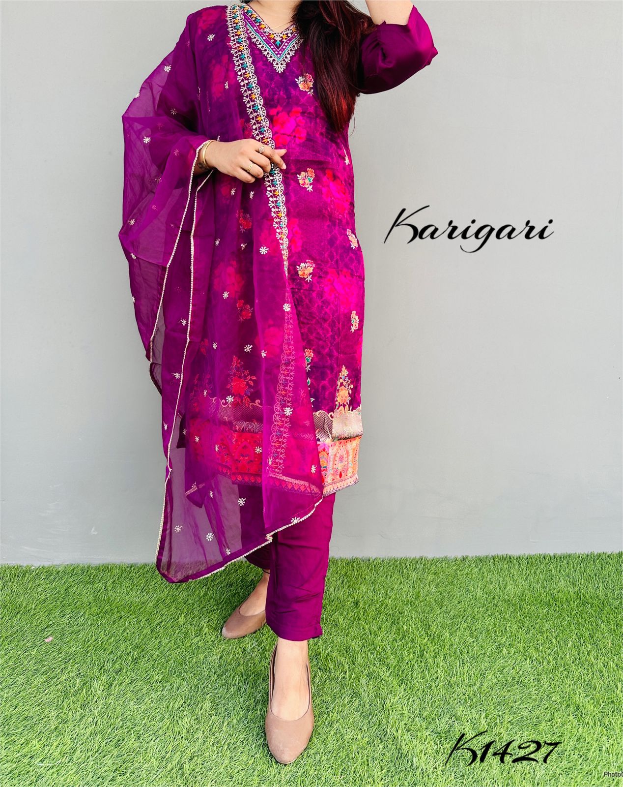 karigari by DKH k1427 Premium Russian jacquard 3 pc suit set