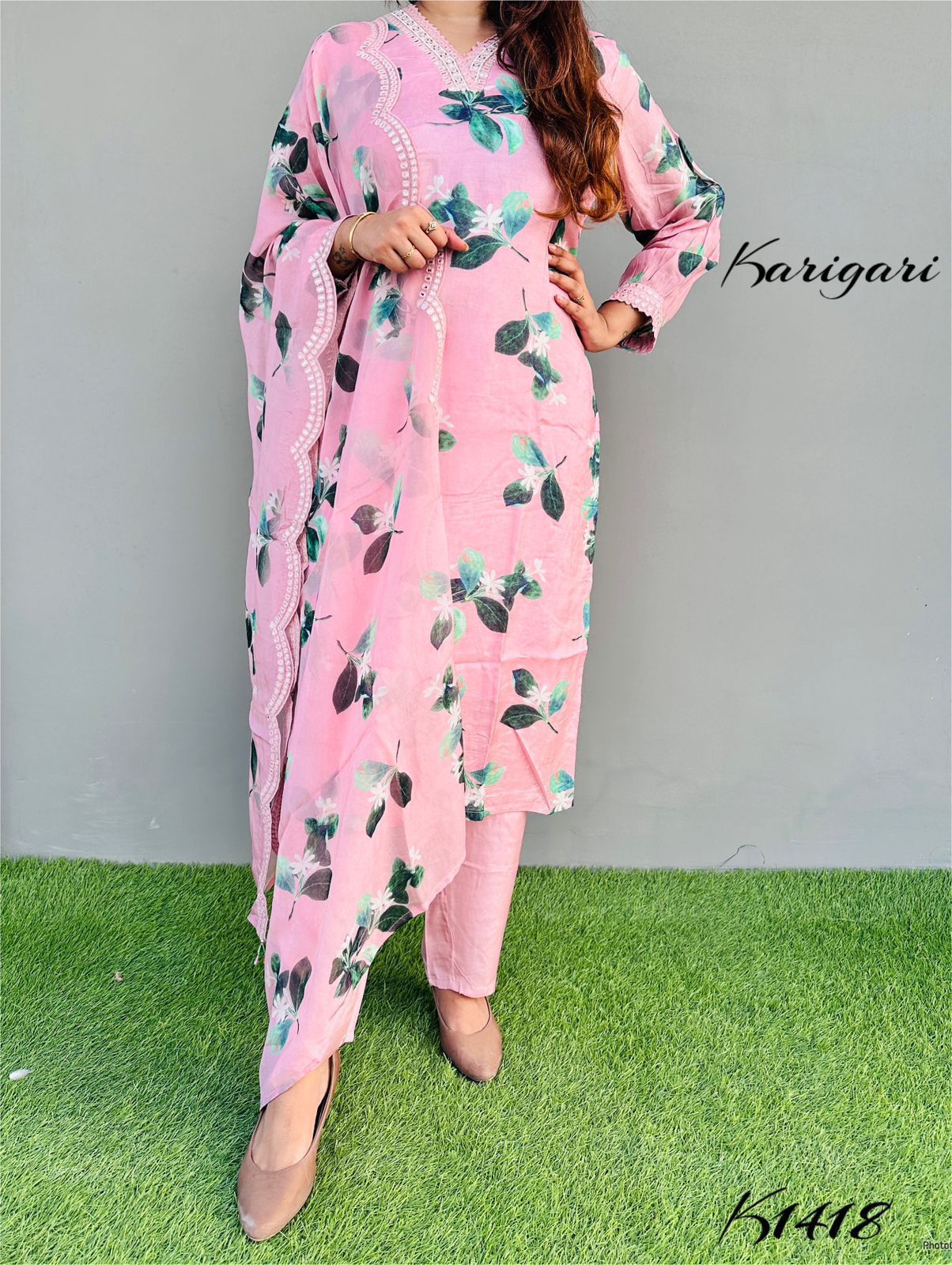 karigari by DKH k1418 Premium pure maslin 3 pc suit set
