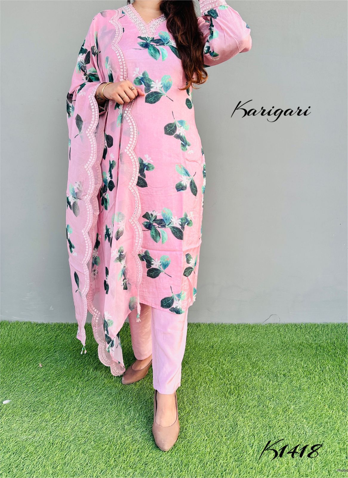 karigari by DKH k1418 Premium pure maslin 3 pc suit set