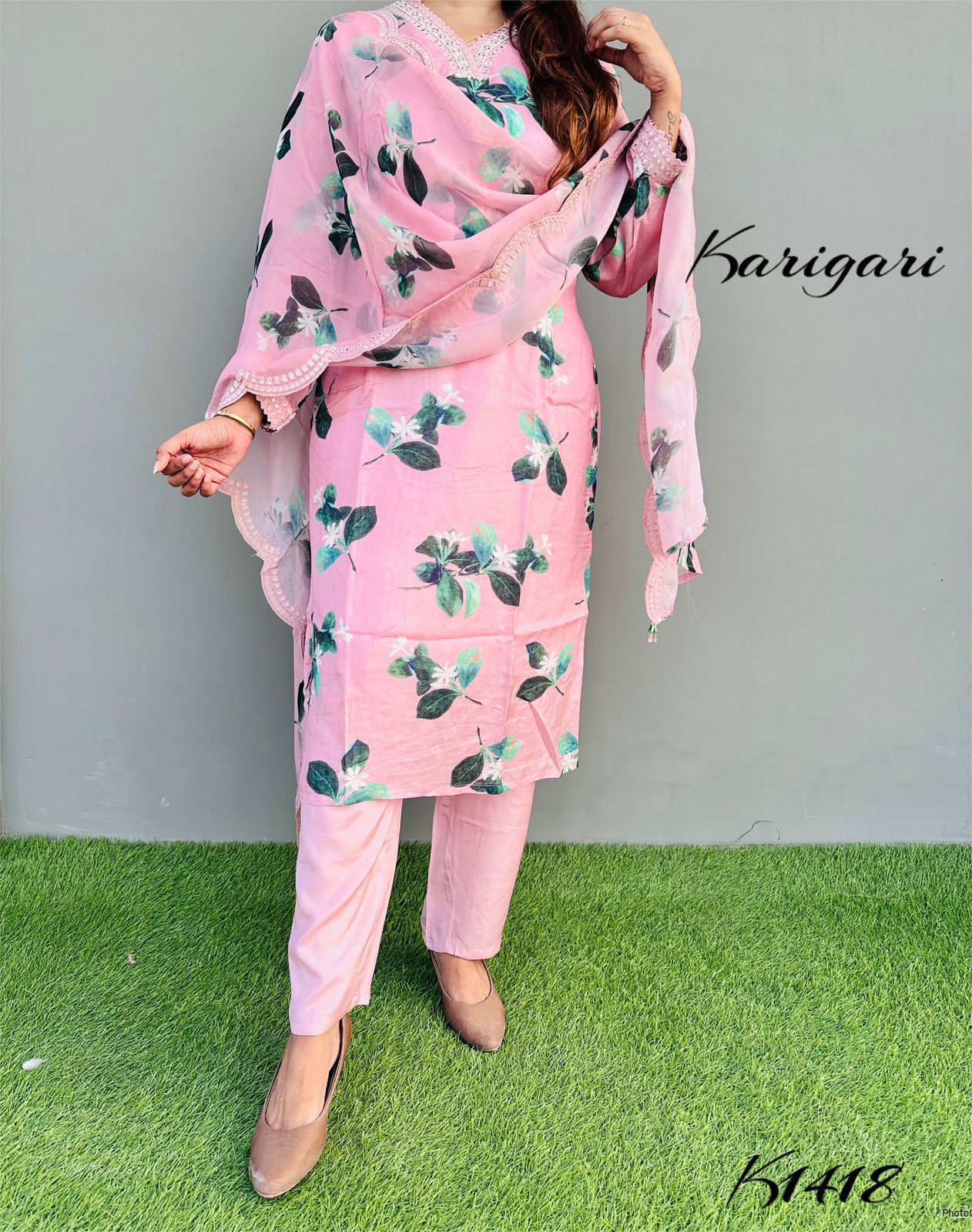 karigari by DKH k1418 Premium pure maslin 3 pc suit set