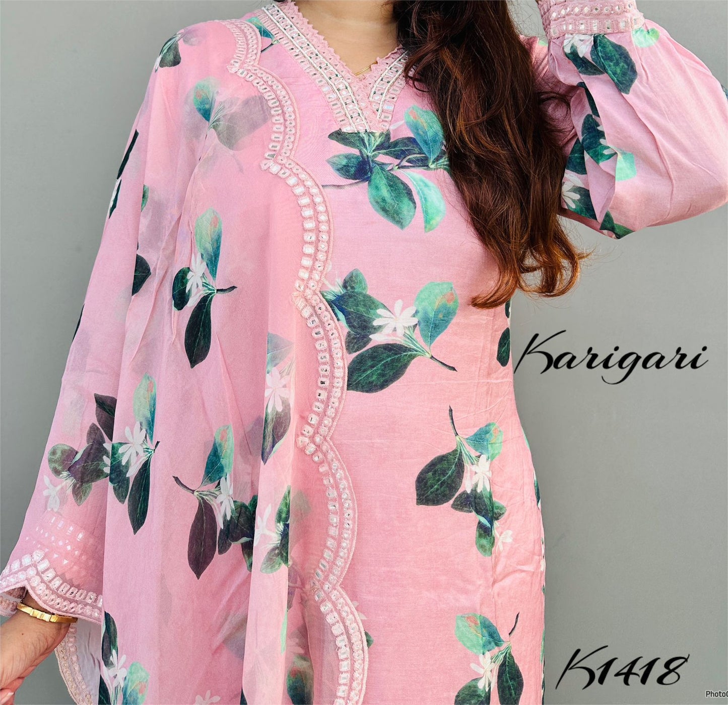 karigari by DKH k1418 Premium pure maslin 3 pc suit set