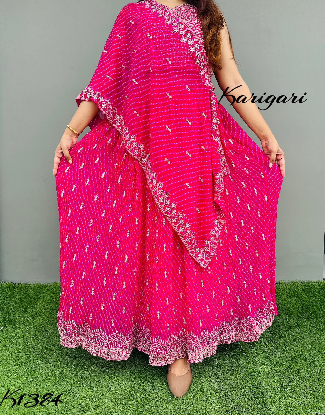 Karigari by DKH k1384 Premium georgette 3 pc lehenga set