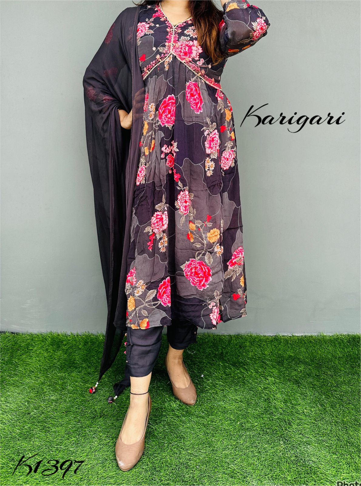 karigari by DKH k1397 Premium quality pure chinnon 3pc suit