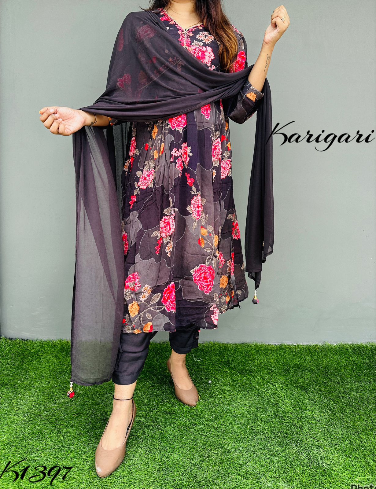 karigari by DKH k1397 Premium quality pure chinnon 3pc suit