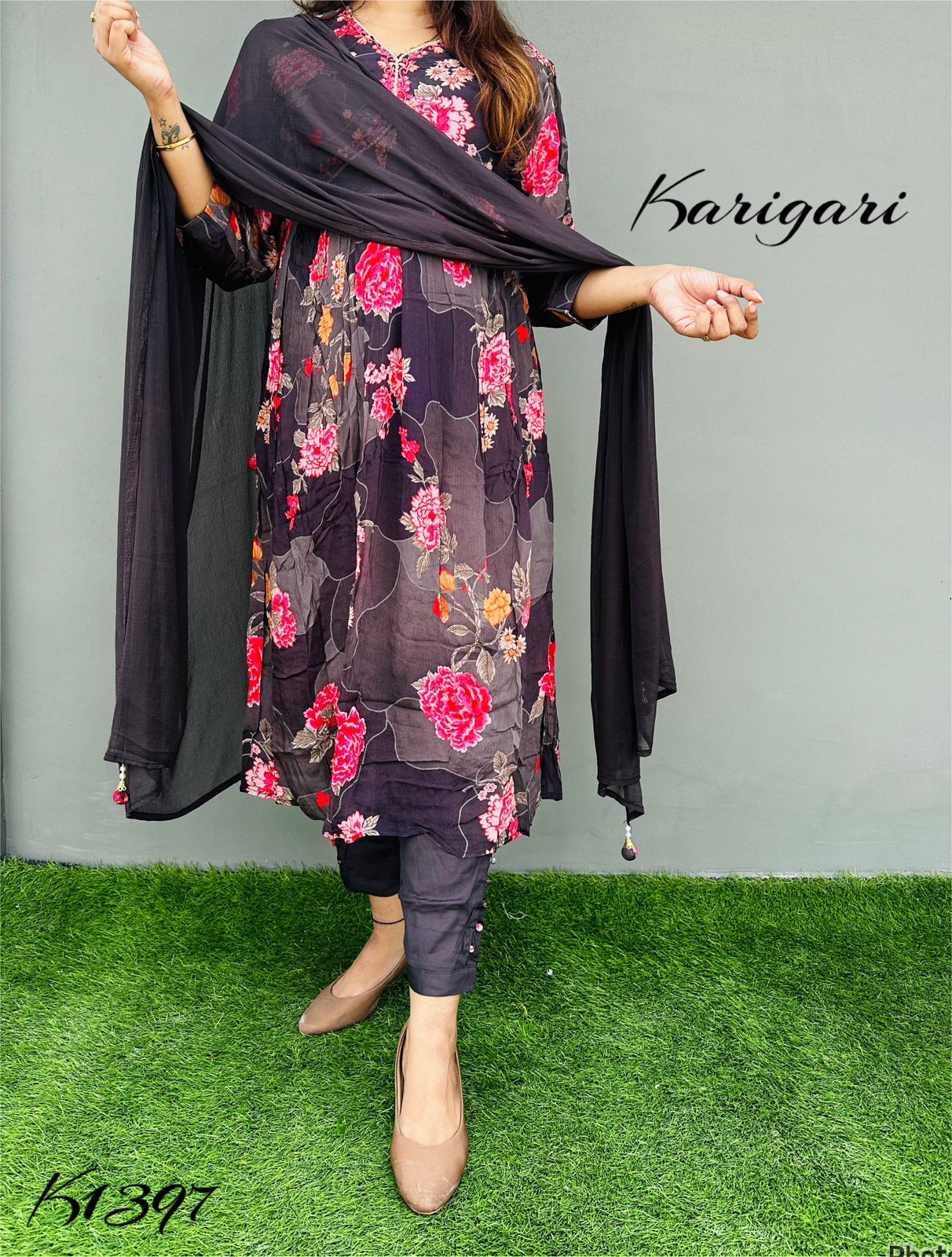 karigari by DKH k1397 Premium quality pure chinnon 3pc suit