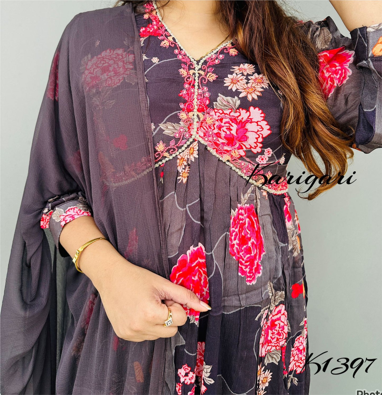karigari by DKH k1397 Premium quality pure chinnon 3pc suit
